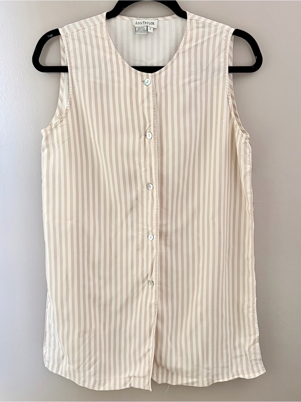 90s Vintage 100% Silk Striped Sleeveless Top Ann Taylor